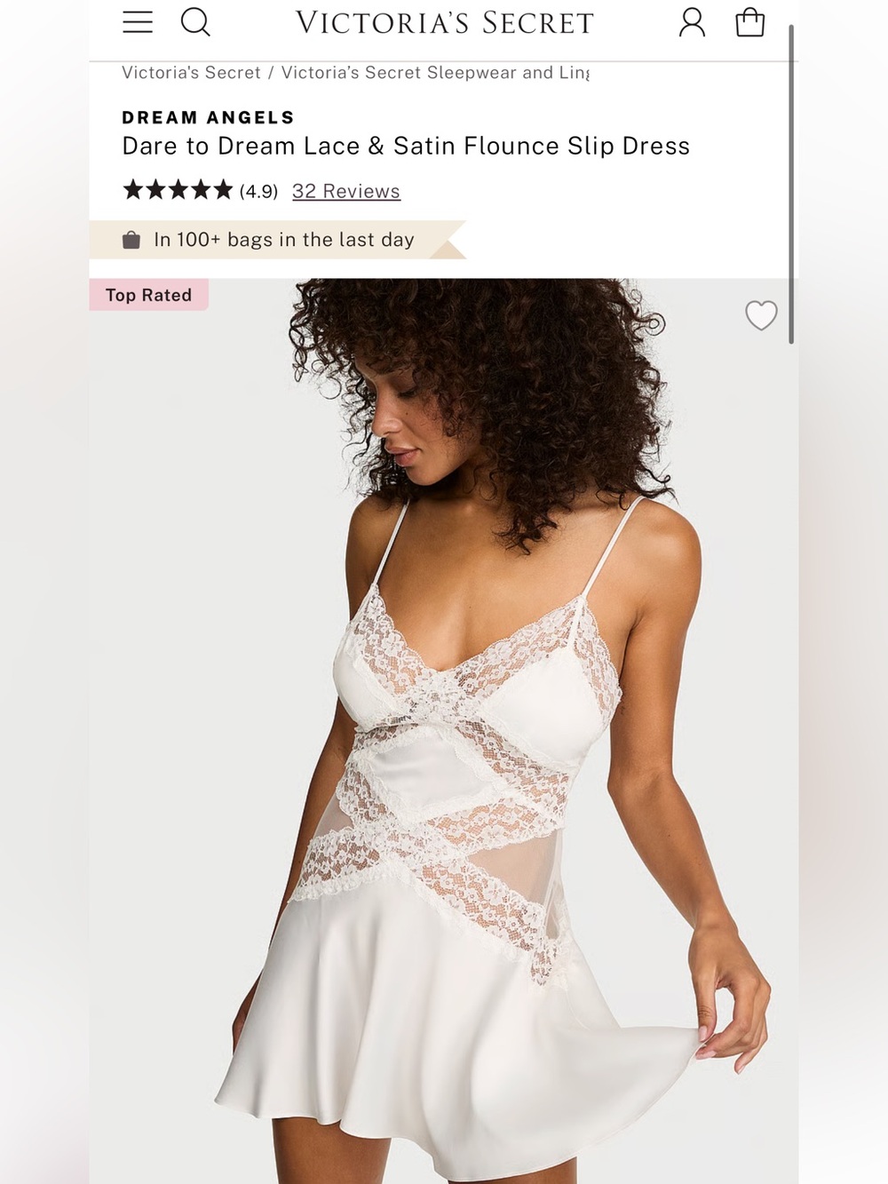 Victoria's Secret Ivory Lace & Satin Slip Dress